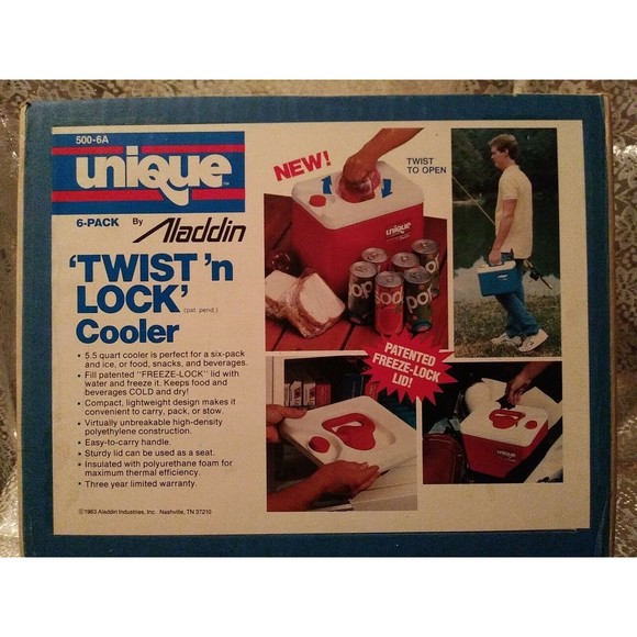UNIQUE Twist n Lock Ice Cooler 1983 Aladdin New In Orginal Box Rare Vintage - Picture 1 of 9